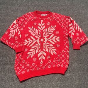 Vintage Ugly Christmas Sweater Medium Made In Italy Ski Winter‎ red Womens